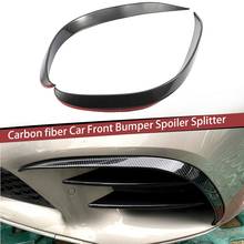 2 pçs de fibra de carbono do carro amortecedor dianteiro spoiler splitter capa para mercedes-benz c-class c200 c260 w205 2019 + 2024 - compre barato