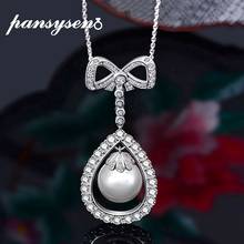 Pansysen 100% sólido 925 prata esterlina 14mm pérola creted moissanite pingente colares para mulheres por atacado colar de jóias finas 2024 - compre barato