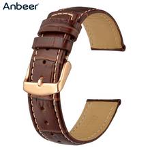 Anbeer-Correa de cuero para reloj unisex, Pulsera de piel de becerro de 18mm, 20mm, 22mm, color negro y marrón 2024 - compra barato
