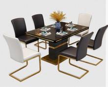 Modern light luxury dining chair dining table chair gold modern simple family dining room fashion back creative leather chair 2024 - buy cheap