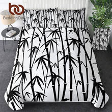 BeddingOutlet Bamboo Bedding Set Leaf Printed Quilt Cover Black and White Bedclothes Bed Set Stylish Comforter Cover 3-Piece 2024 - buy cheap