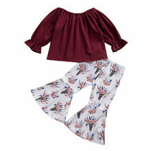 Conjunto de roupas para crianças de 1 a 6 anos, camiseta manga longa com babados e calças para bebês meninas outono 2024 - compre barato