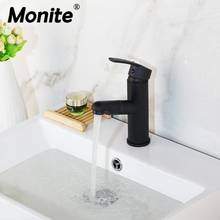 Monite Pull Out Bathroom Faucet Hot & Cold Black Painting Deck Mounted Water Mixer Crane Pull Down Kitchen Sink Water Tap 2024 - buy cheap