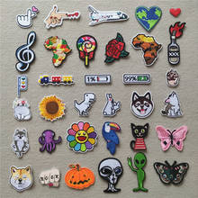 (46 Styles can Choose) Animals Clothes Patches for Stripes Flowers Clothing Stickers Iron on Appliques Alien Embroidery Badges 2024 - buy cheap