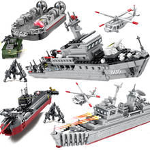 Military ship plane Navy Submarine Naval Destroyer Warship Figures Model building blocks DIY brick Toys World war ii classic WW2 2024 - buy cheap