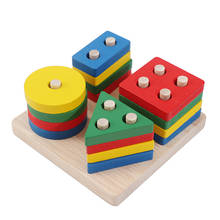 Attractive Educational Montessori Toys Learning Wooden Pole Geometry Shape Intelligence Interesting Math Toys For Children Kids 2024 - buy cheap