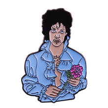 Prince flower badge blue shirts gentleman brooch music art pin rock and roll jewelry 2024 - buy cheap