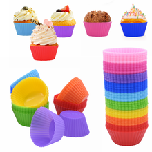 12pcs Silicone Cupake Mold Multicolor Round Shaped Cupcake Baking Molds Kitchen Cooking Bakeware Maker DIY Cake Decoration Tools 2024 - buy cheap