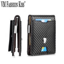 2020 Private Custom Lettering Rfid Carbon Fiber Men Magic Wallets Card Holder Money Bag Male Black Purse Thin Coins Mini Wallet 2024 - buy cheap