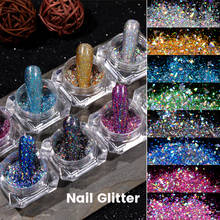 BORN PRETTY Nail Powder Cushion Pen Jelly Nail Art Glitter Mirror Laser Effect 10 Colors Nails iridescent Chrome Powder 0.5g 2024 - купить недорого