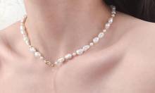 9mm white baroque pearl necklace gold clasp extend chain natural Freshwater PEARL Women Jewelry 14'' 17'' 35cm 43cm 2024 - buy cheap