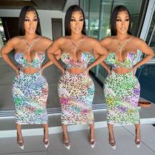 Echoine Colorful Leopard Print Lace Up Halter Long Dress Skinny Bodycon Sexy Fitness Vintage Elegant Dresses Party Club Vestidos 2024 - buy cheap