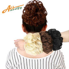 Allaosify Natural Fake Hair Bun Curly Clip In Hair Extensions Short Curly Tail Chignons Hair Heat Resistant Synthetic Hair Rope 2024 - buy cheap