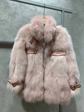 Oftbuy jaqueta de inverno feminina luxuosa, casaco de pele real, pele de raposa natural, grossa, quente, locomotive, roupa urbana, 2021 2024 - compre barato