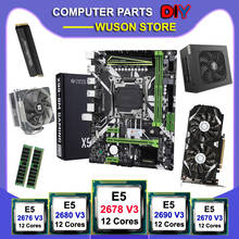 Материнская плата HUANANZHI X99-8M, с 512 ГБ M.2 NVMe SSD ЦП Xeon E5 2678 V3 ОЗУ 16 Гб (2*8 ГБ) DDR4 RECC видеокарта GTX1050TI 4G 600 Вт PSU 2024 - купить недорого