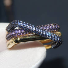 Baoyocn moda 925 prata esterlina roxo e azul marinho cruz retângulo multicolorido geométrico dedo anel feminino jóias de luxo 2024 - compre barato