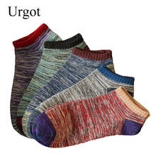 Urgot 10 pçs = 5 pares novo 2021 homens meias curtas estilo nação do vintage casual tornozelo meias masculino baixo corte masculino meias barco sox meias 2024 - compre barato