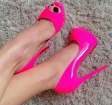 Moraima Snc Hot Selling Peep Toe Platform pumps Rose Patent leather Woman pumps 2019 Sexy 14CM Party Wedding Shoes 2024 - buy cheap