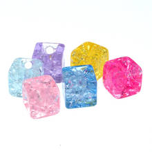 10Pcs 16x16mm Transparent Crack Water Cube Shape Square Pendants Beads Fit Necklace Charms DIY Jewelry Making 2024 - buy cheap
