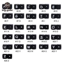 50pc 12MM Silicone Beads English Alphabet Letter Black Food Grade DIY Teething Toys Pacifier Pendant Personalized Let's Make 2024 - buy cheap