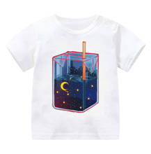 Toddler Child Summer T-shirt Kids Beverage Box Printing Pattern  T-shirt For Girl Interesting Novelty White clothes T-shirt Boys 2024 - buy cheap