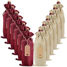 New-Burlap Wine Bags Wine Gift Bags, 20 Pcs Wine Bottle Bags with Drawstring, Tag & Rope, Reusable Wine Bottle Covers Bags 2024 - buy cheap