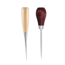 Wooden Handle Awl Manual Knitting Tool Straight Cone Curved Cone Needle Thousand Through Drill Tools Leather Craft 2024 - buy cheap
