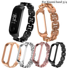 For Xiaomi Mi Band 3 4 Wrist Metal Bracelet Stainless Steel for Mi Band 4 3 Strap Wristbands Diamond Bracelet Accessories 2024 - buy cheap
