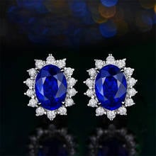 Princess Diana Lab sapphire Diamond Stud Earring Real 925 sterling silver Engagement Wedding Earrings for Women Party Jewelry 2024 - buy cheap