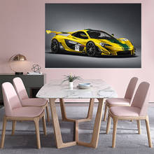 Pintura de arte de parede em tela hd 2015 mclaren p1 gtr supercar, pintura de arte de parede, decoração amarela, pôster modular, quadro de sala de estar 2024 - compre barato