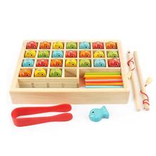 Jogo de pesca magnético de madeira para crianças, 29 peças, brinquedo quebra-cabeça educacional de matemática para bebês, presentes para crianças 2024 - compre barato