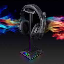 Eb01-suporte para fones de ouvido gamer, rgb, impressão digital, porta carregador usb aux 2 de 3.5mm 2024 - compre barato