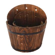 Wooden Barrel-Shaped Flower Pots, Country Courtyard Flower Pots, Plant Interior Decoration 2024 - buy cheap