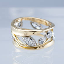 Anillo de piedra de cristal blanco para mujer, sortija de boda hueca de Color dorado, circonita geométrica, compromiso 2024 - compra barato