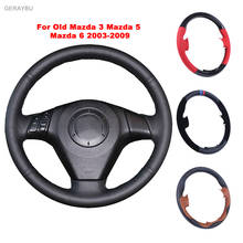 Geraybu capa de volante de carro feita à mão, "diy", couro preto, costurado à mão para mazda 3 axela 2004-2009 mazda 5 mazda 6 atenza mazda mpv 2024 - compre barato