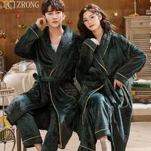 Luxury 3XL Nightgown Suit Men Winter Thickened Long Lounge Robe Set Sleepwear Warm Male Women Large Size Flannel Bathrobe Set 2024 - buy cheap