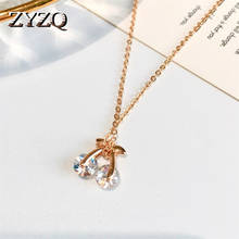 ZYZQ корейский стиль романтическое ожерелье для женщин с блестящим кубическим цирконием в форме вишни золотого цвета ювелирное Ожерелье Горячая Распродажа 2024 - купить недорого