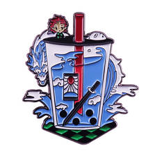 Demon Slayer Kimetsu no Yaiba Bubble Tea Badge Japanese Anime Jewelry 2024 - buy cheap