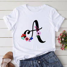 Camiseta con estampado del alfabeto para mujer, camisetas de manga corta Harajuku, camiseta con letras florales, camiseta para chica, camiseta para mujer 2024 - compra barato