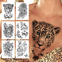 3D Tiger Flower Temporary Tattoo For Women Girls Realistic Fake Lion Peony Rose Tattoos Sticker Black Butterfly Big Tatoos Chest 2024 - buy cheap