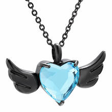 Ijd9957 asas de anjo preto coração cremação aço inoxidável para suporte cinzas urna lembrança memorial pingente colar jóias 2024 - compre barato