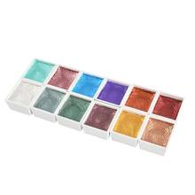 Artesanal 12 cor glitter água cor conjunto metálico ouro aquarela pigmento pintura artista 2024 - compre barato