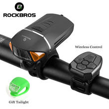 Rockbros 350lm usb recarregável led bicicleta luz da frente luz sinais de volta sem fio para bicicletas lâmpada ciclismo 120db chifre 2024 - compre barato