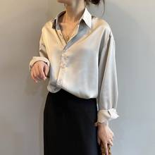 2020 Autumn New Fashion Button Up Satin Silk Shirt Vintage Blouse Women White Lady Long Sleeves Female Loose Soft Street Shirts 2024 - buy cheap