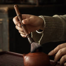 Cepillo de té de raíz de bambú, pluma de té, escoba de té, herramientas de barrido sin pérdida de cabello, cuerno de cabra, cepillo de limpieza, accesorios de Ceremonia de té de Kung Fu 2024 - compra barato