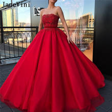 JaneVini-Vestido largo de princesa de lujo, quinceañera roja, vestido de baile sin tirantes con cuentas, Espalda descubierta, tul hinchado, dulce 16, talla grande 2024 - compra barato