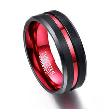 8MM Wide Never Fade Tungsten Steel Rings Groove Red Men's Engagement Wedding Ring 2024 - buy cheap