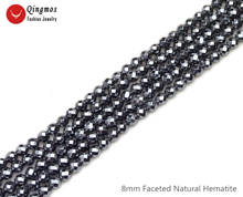 Qingmos-Cuentas redondas de hematita negra Natural de 8mm para fabricación de joyas DIY, collar, pulsera, pendiente, hebras sueltas de 15 "los804 2024 - compra barato