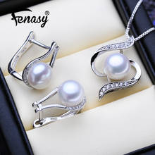 FENASY 925 Sterling Silver Jewelry Sets Natural Pearl Clip Earrings Custom Bohemian Pendant Chain Necklace For Women 2024 - buy cheap