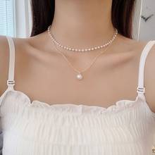 Chic Imitation Pearl Chain Choker Necklaces for Women Fashion Double Layer Clavicle Gold Chains Collier Korean Jewelry ER1008 2024 - buy cheap